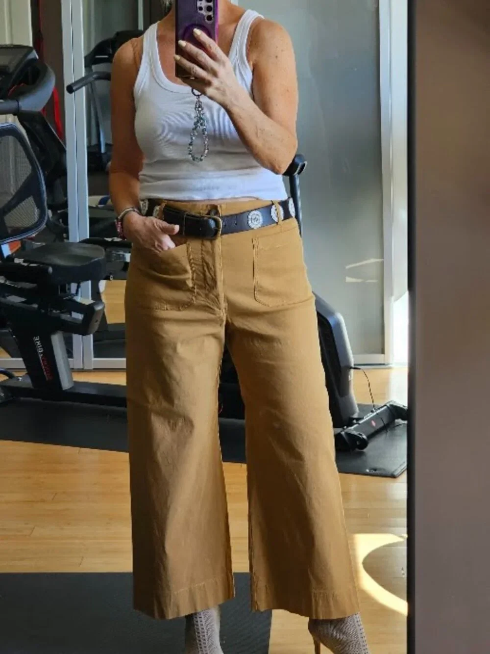 Anthropology Maeve The Colette Linen Blend Wide Leg Crop Pant Camel Tan Size 30 - Picture 2 of 9